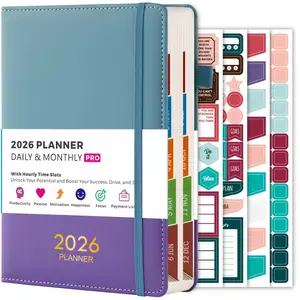 2026 Daily & Monthly Planner PRO with Hourly Schedule 12 Tabs 4 Stickers Inner Pocket 5.7"x8.4" for Goal Achievement Halloween Gift