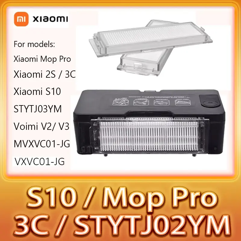 For Xiaomi Vacuum Filter or 2 in 1 Water Tank Dust Box Parts for S10, XMSTJQR2S B106CN, 2S Mop Cleaner, Mijia MOP Pro/ 3C, and VIOMI V2 V3 Robot Vacuum Cleaner Accessories Replacement