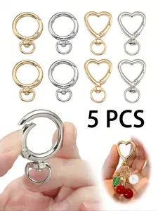 Heart Shaped Round Metal Spring Clip Keychain, Bag Hook Extender, Travel Accessories, DIY Crafts, Outdoor Camping, All Seasons, Fashionable Alloy Keychain, Keychain for Bags