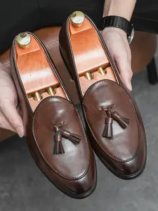 Unisex Fashion Casual Leather Shoes, Classic Fringe Loafers, Tassel Dress Loafers, Business Casual, Sizes 37-45, Stylish and Comfortable, Rubber
