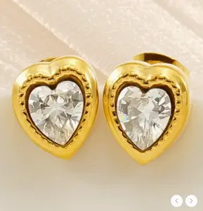 Rhinestone Heart Stud Earrings
