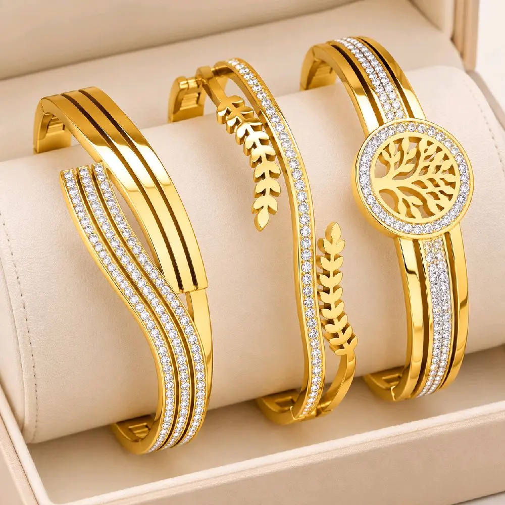 Luxury Gold-Tone Bangle Bracelet Set
