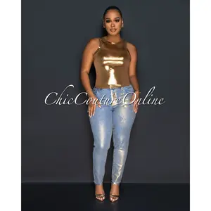 *Cobbs Light Denim Gold Foil Skinny Jeans