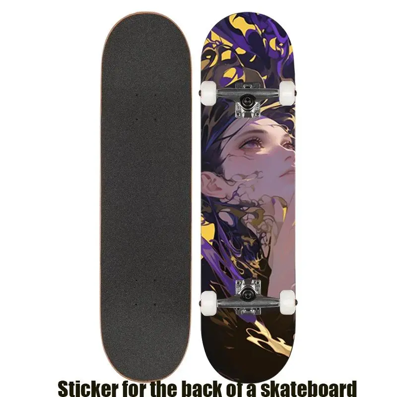 1 flat "Creative Comics Beautiful Heroine" retro skateboard sticker, suitable for double skateboard scooter sticker,