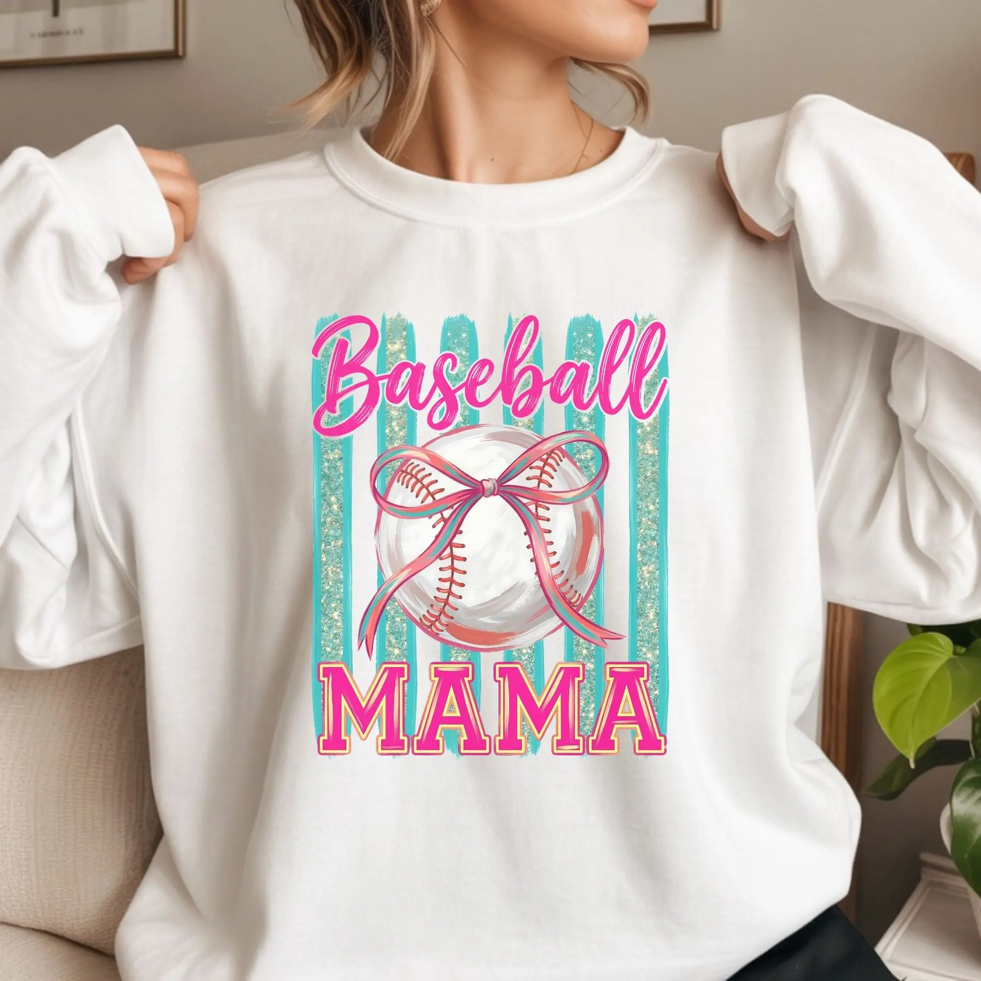 Baseball Mama Turquoise Stripes DTF Transfer | Custom Tee or Hoodie