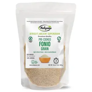 Nafajama Premium Gluten-Free Pre-Cooked Fonio Grain | Ancient African Super- grain| All-Natural, Non-GMO, Vegan, High-Fiber Superfood - 1 Bag of 1 lb / 454g