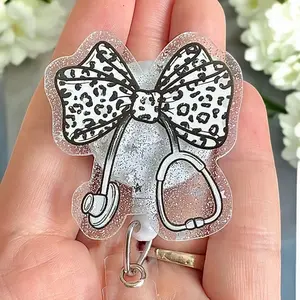 Glitter My Badge Cheetah stethoscope badge reel for nurse and hospital workers. Badge clip Badge pull - Retractable swivel clip with a 360 rotation. Great gift for coworker