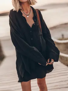 Casual Lazy Minimalist Style Loose Fit Urban Long Shirt, Comfortable and Stylish, Perfect for Daily Wear, Trendy Men's Clothing