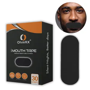 OhmRx Mouth Tape – 30 PCS, Black I‑Shape | Skin‑Friendly Nighttime Comfort Strips for Gentle, Secure Wear