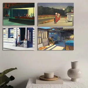 1pc Wall Arts Posters  Hopper's Exquisite Nighthawk Poster Canvas Painting Printing Wall Art Painting Home Decoration Living Room