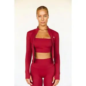 Astoria LUXE BALANCE Zip Up Jacket - Dark Cherry