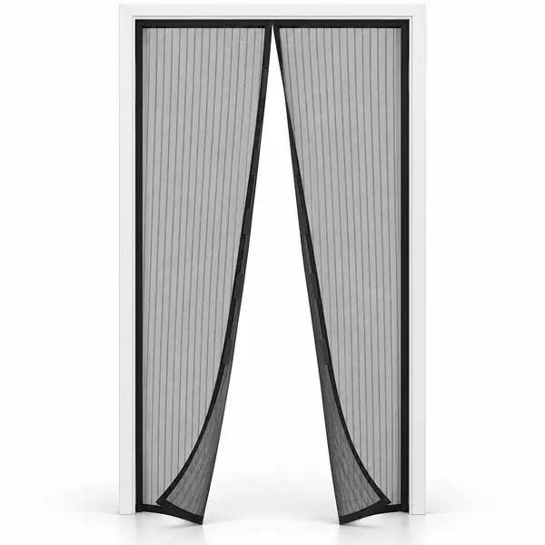Magnetic Screen Door with Self-Closing Center, Hands-Free Mesh Door Curtain, Pet-Friendly Bug Screen for Front Door, Patio, Balcony and RV, Easy Installation, Black