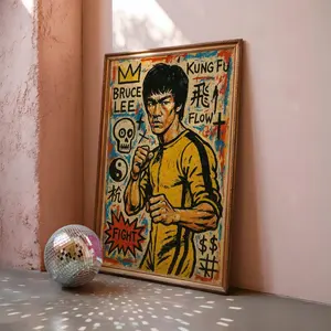 Bruce Lee Poster – Martial Arts Legend Wall Art, Kung Fu Wall Art, Printable Art, Flow Philosophy Painting, Gift Idea, No Frame