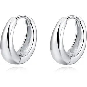 925 Sterling Silver Chunky Hoop Earrings for Women Teens Thick Hoop Earrings Teardrop Hoop Earrings