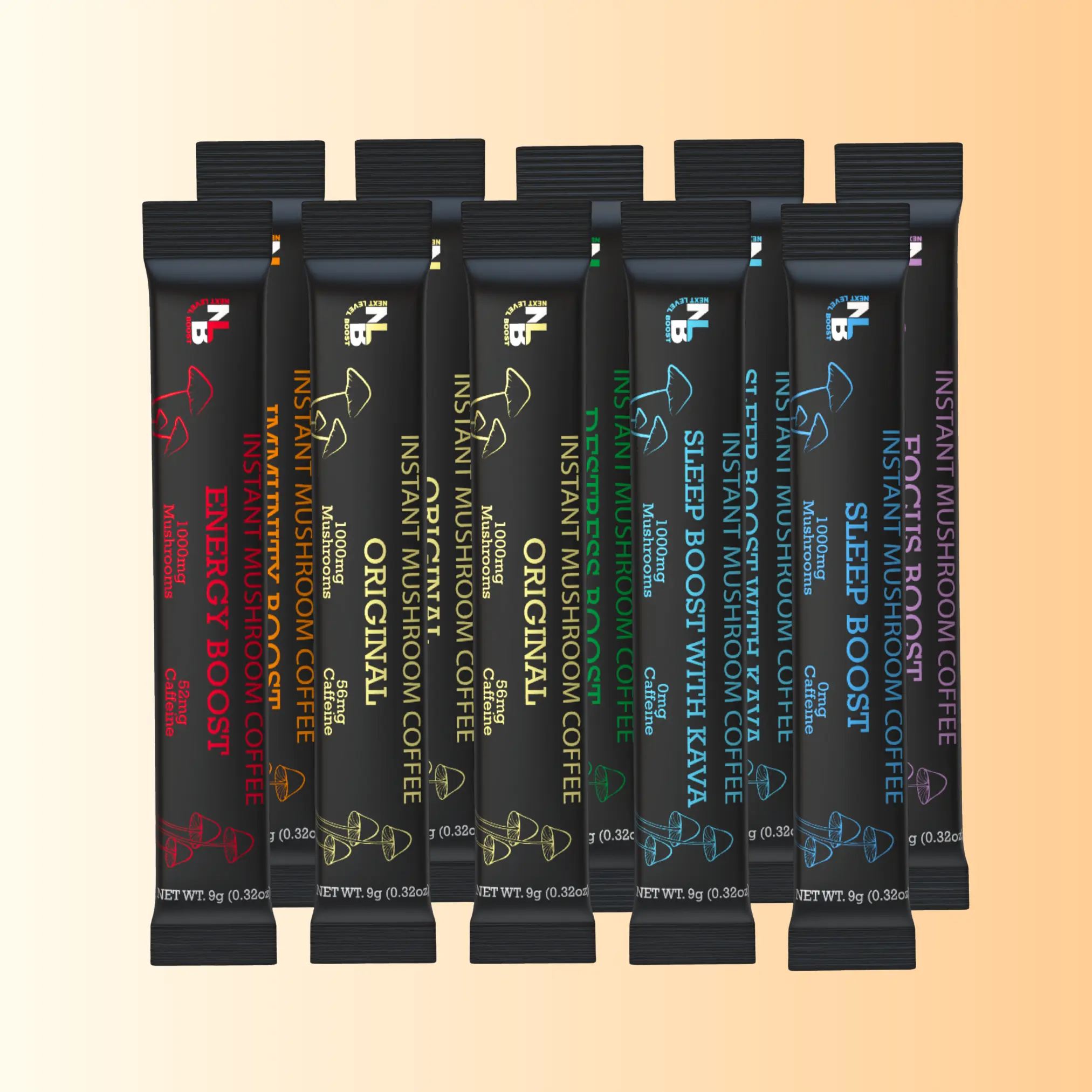 Mushroom Coffee Discovery Pack with Collagen – Support Focus, Energy, Gut Health & Sleep (10 Sample Sticks)