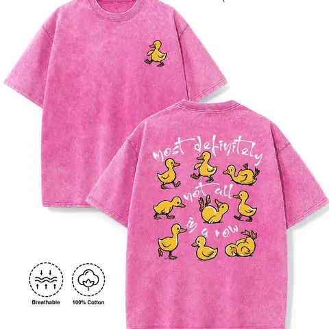 Vintage Acid Wash Pink Funny Ducks In A Row Graphic Tee Chaotic Energy Streetwear Y2K Clothing Oversized Summer Top loose fit casual shirt cotton t-shirt short sleeve