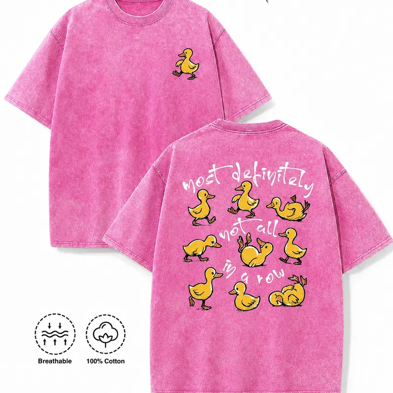 Vintage Acid Wash Pink Funny Ducks In A Row Graphic Tee Chaotic Energy Streetwear Y2K Clothing Oversized Summer Top loose fit casual shirt cotton t-shirt short sleeve