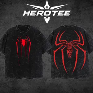 [ Hero Tee ] Spidey Tattoo Tee, Vintage Washed Heavyweight Gym Shirt, Oversized Dark Aesthetic Streetwear, Grunge Distressed , Edgy Workout Pump Fit, Cyberpunk Gymwear, Y2K Retro Heavy Limited, Urban Menswear To, Oversize 5Xl