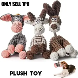 Cute Donkey Squeaky Dog Toy, Soft Plush Durable Chew Toy, Teeth Cleaning, Non-Toxic, Perfect for Puppies & All Size Dogs, Indoor/outdoor Play