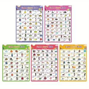 5 Visual Word Posters with Pictures and Sentences, Colorful Educational Materials, Teaching Supplies, Visual Learning Tools for Preschool and Kindergarten, Writing Practice and Vocabulary Development