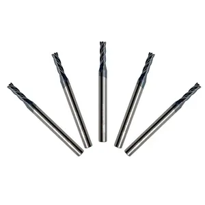 LU&MN Carbide Square End Mill - 4 Flute - 3/32"-4T - 5 Piece Set for Milling Alloy Steels, Hardened Steel, Metal & More Cnc Machine Tool Accessories