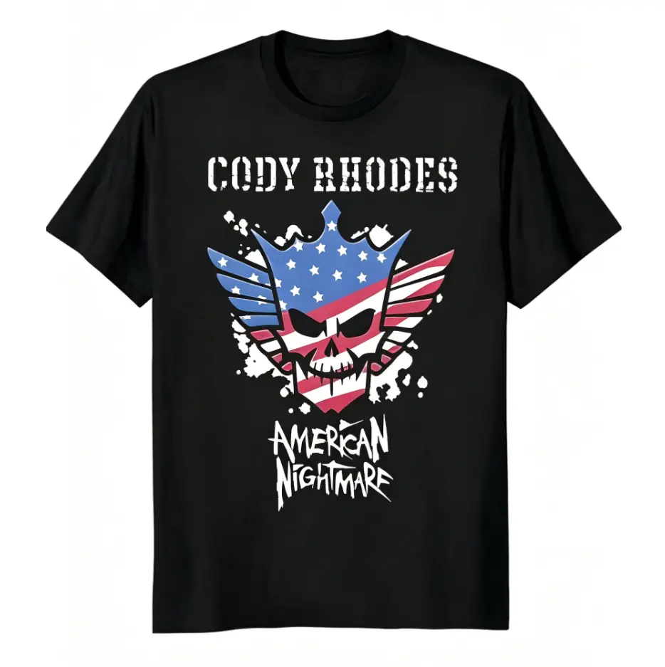 Unisex 100% Cotton Cody Rhodes American Nightmare Skull Graphic T‑Shirt Wrestling Fan Short Sleeve Tee