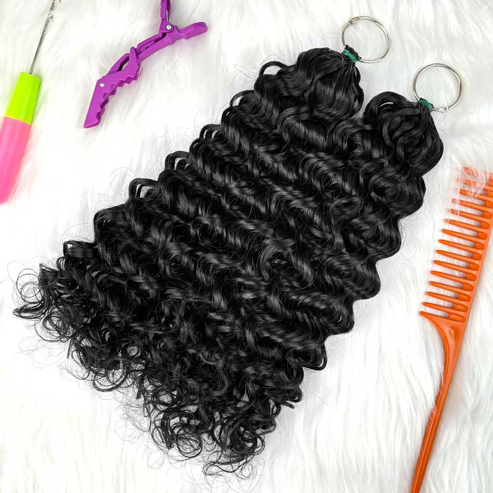Premium Kinky Curly Human Hair Braids, Natural Black Deep Wave Crochet Hair, Small Spirals Feather Extensions for Female with Natural Look #SummerWins #DealsForYouDays, Crochet Hair Human Hair, Long