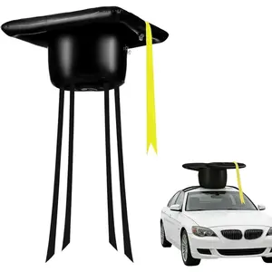 2026 Inflatable Graduation Car Decoration, 23" Large Inflatable Graduation Cap Car Decor PVC Grad Cap & Congrats Grad Letters for Car Roof High School Collage Prom Party Favor Grad Parade(Black Gold)