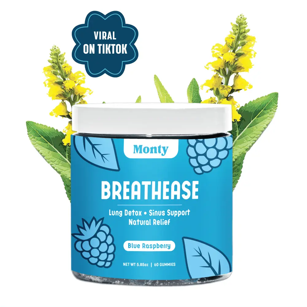 BreathEase | Natural Lung Detox & Sinus Relief | Mullein Leaf, Quercetin, Boswel...