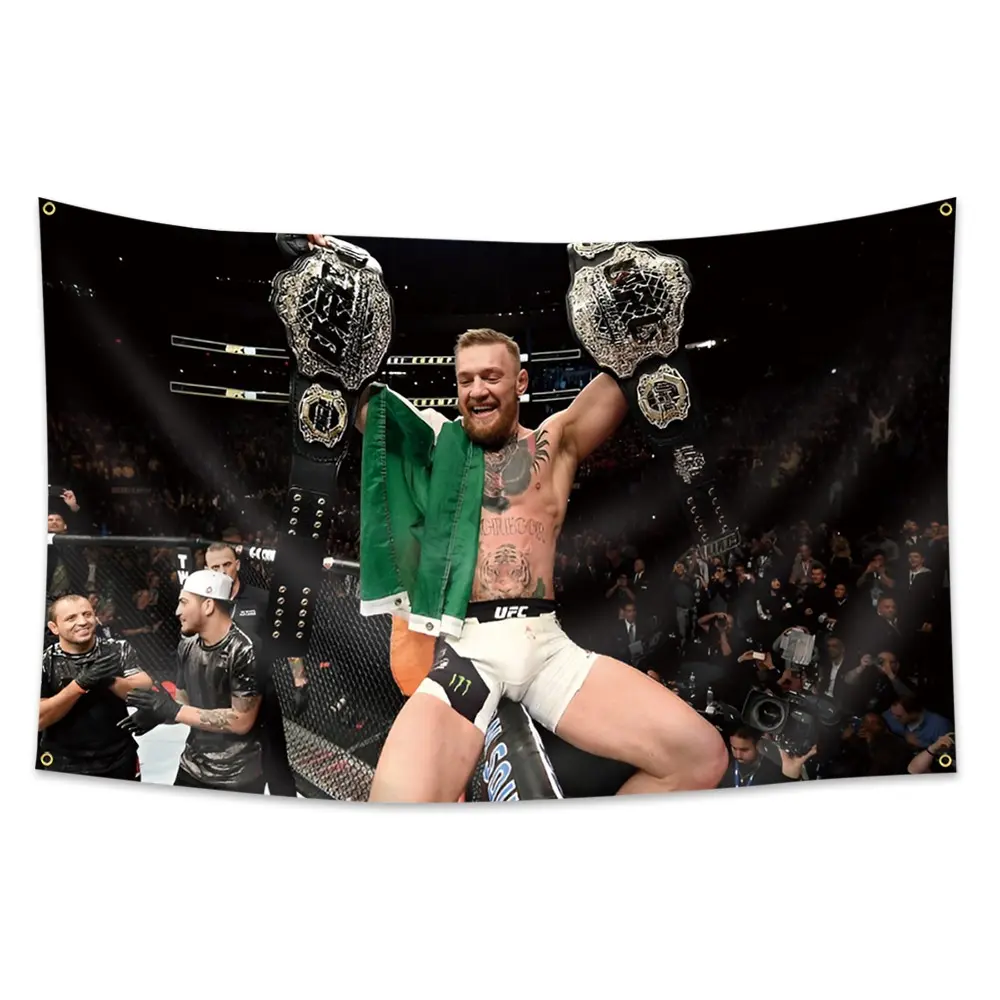 1pc, Conor McGregor Boxing FLag, Funny Poster Decorative Tapestry Banner, 2*3ft(60*90cm) /3x5ft (90*150cm), 4 Grommets, Single-Sided Printing, for Wall Hanging College Dorm, Man Cave, Outdoor, Indoor, University Dorm, Room, Party, Bar, Decoration