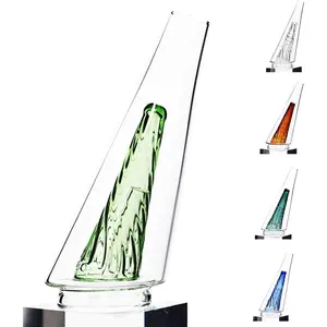 Colored Crystal Vase for Flowers, Home Glass Decorations, Mini Glass Vase Desk Ornament (Light Green)
