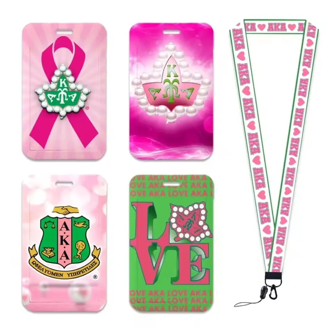 Alpha Kappa Alpha sorority AKA Neck Strap Lanyard Keychain ID Badge Holder
