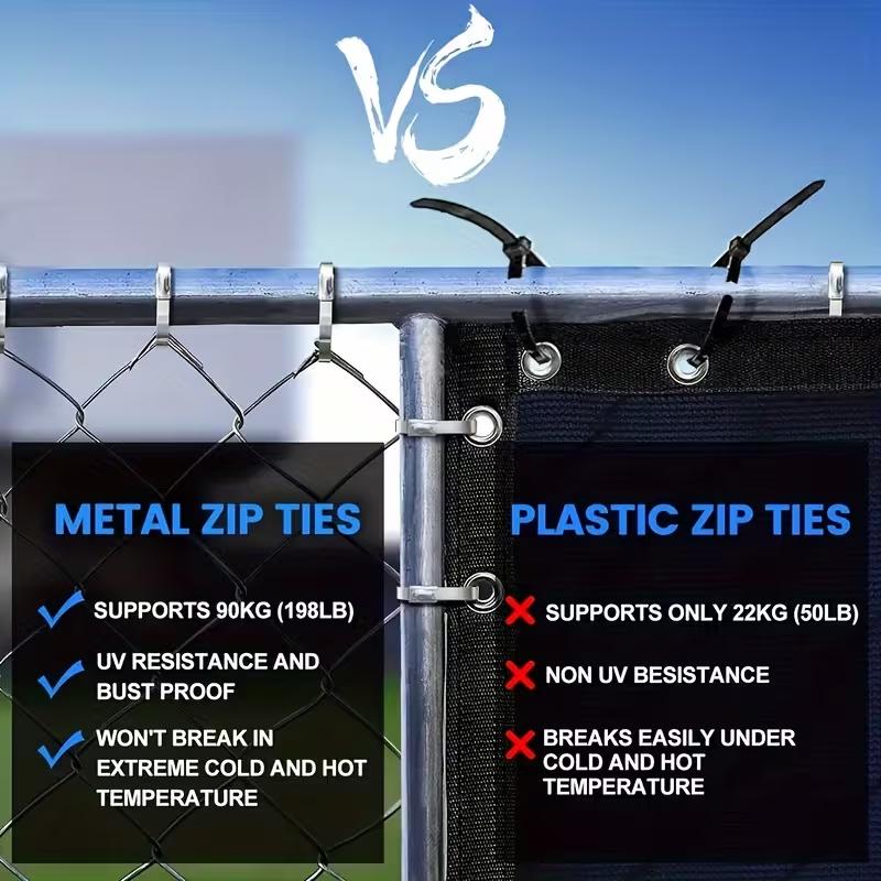 100Pcs Metal Zip Ties,304 Stainless Steel, Heavy-Duty Self-Locking Cable Ties, Suitable for Exhaust Wraps,Chain Link Fencing, Wire Fence Installations, and Outdoor Poultry Enclosures,Must-have to diy,Tiktok shop deal -YY 100Pcs Metal Zip Ties,304 Stainless Steel, Heavy-Duty Self-Locking Cable Ties, Suitable for Exhaust Wraps,Chain Link Fencing, Wire Fence Installations, and Outdoor Poultry Enclosures,Must-have to diy,Tiktok shop deal -YY