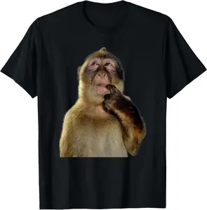 tiktok shop deals [100% Cotton]Thinking Monkey Meme T-Shirt
