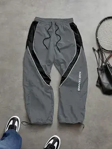 Men's Striped Print Side Zipper Waist Sports Pants, Casual Style, Adjustable Drawstring, Loose Fit, Suitable for All Seasons, Athleisure Style Bottoms