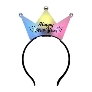 Happy Year 3 Jeweled Multicolor Princess Crown Headbands