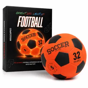 Rechargeable Light Up Soccer Ball with Bright Red & Green LED Lights, Size 5 Football with Pump Included for Night Play, Backyard Games, Camping, Beach Trips, Parties and Outdoor Activities, Birthday & Holiday Gift for Teens, Soccer Fans and Sports Lovers