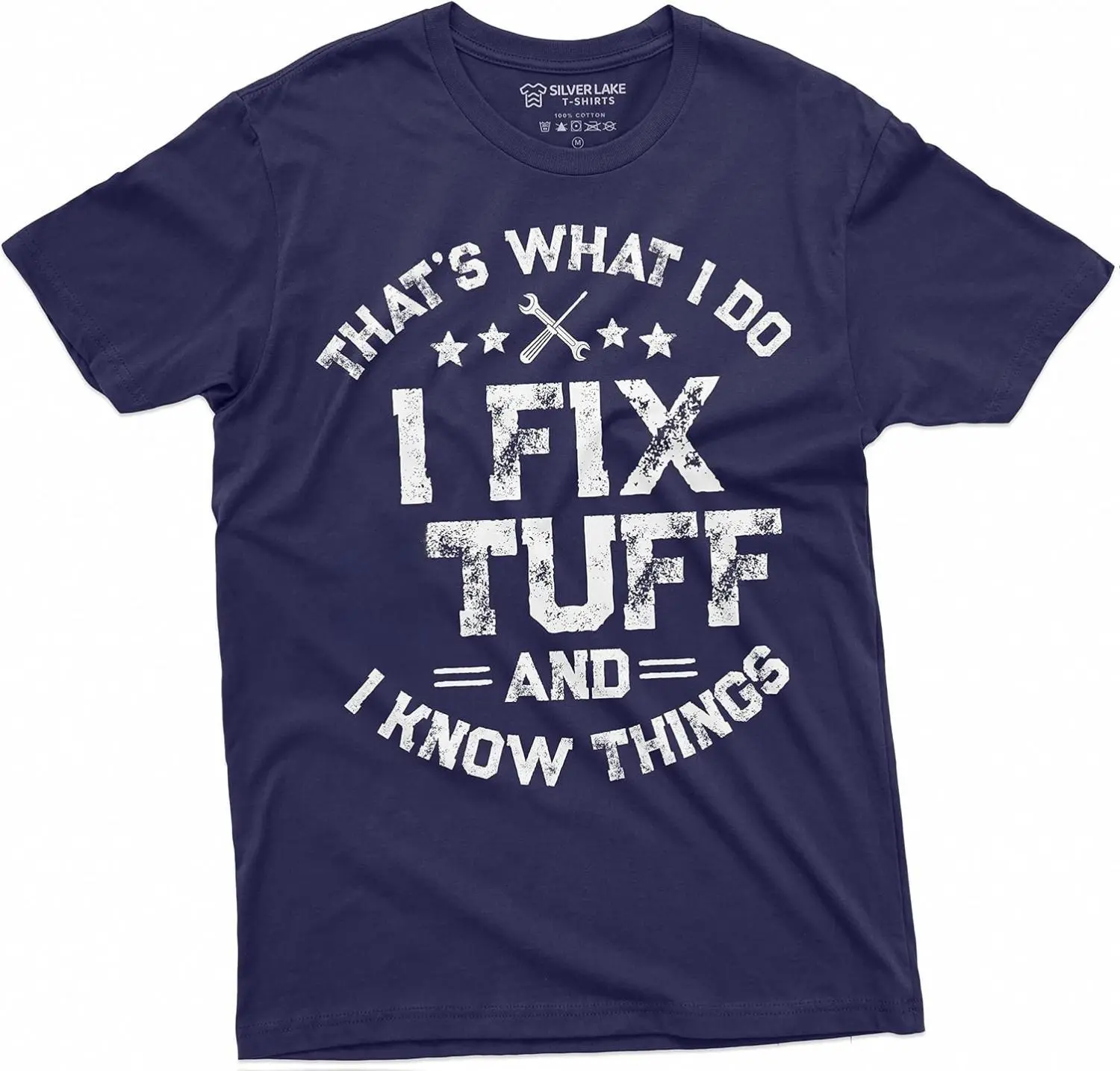 Silver Lake Men's Funny I Fix Stuff T-Shirt Mechanic Engineer Garage Tee Shirt 100% Cotton Premium Quality Graphic Tee for Special Gifts