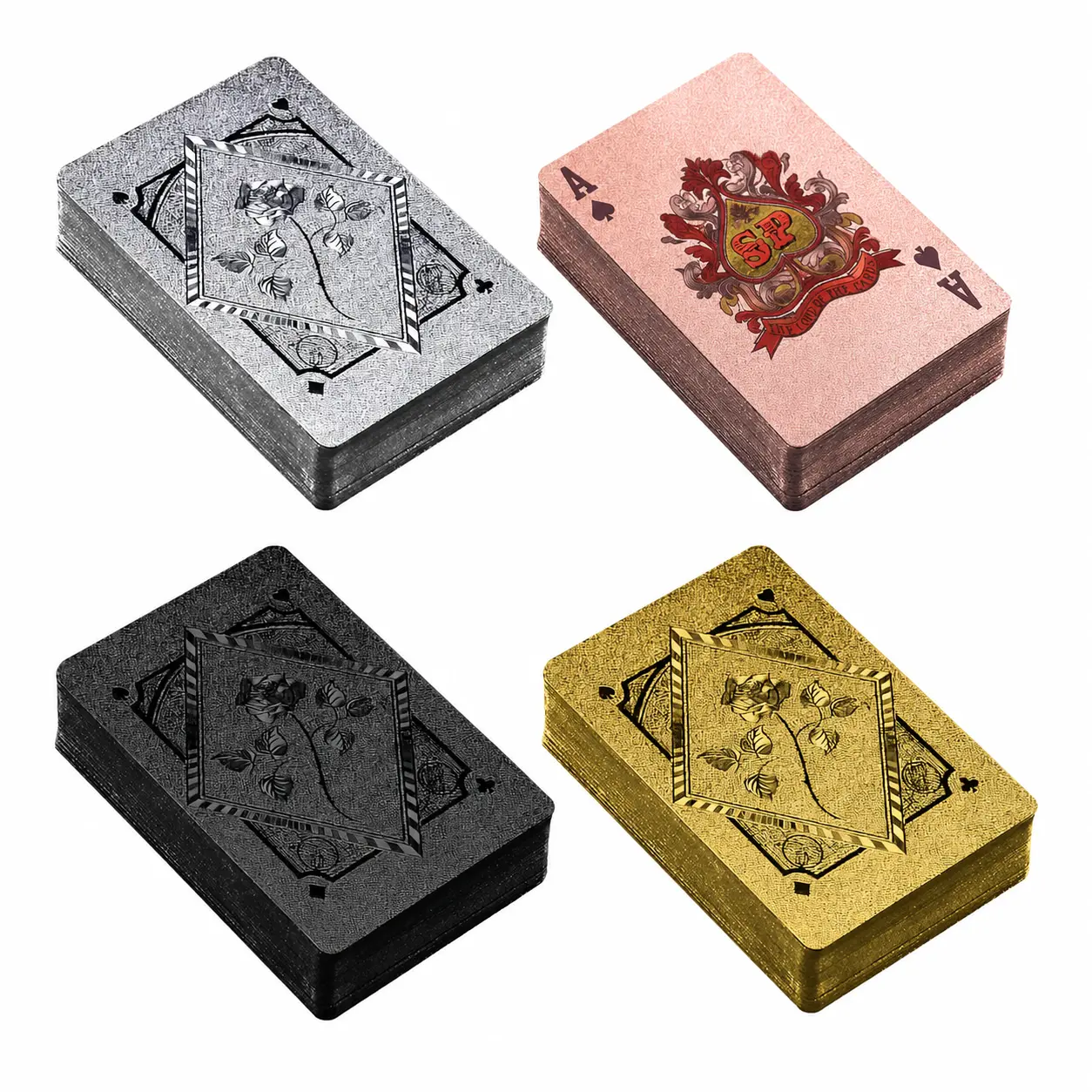 Luxury Waterproof Champagne Rose Pink Diamond Playing Cards Durable Flexible Poker Deck for Game Night Parties and Christmas Gifts indoor recreation family