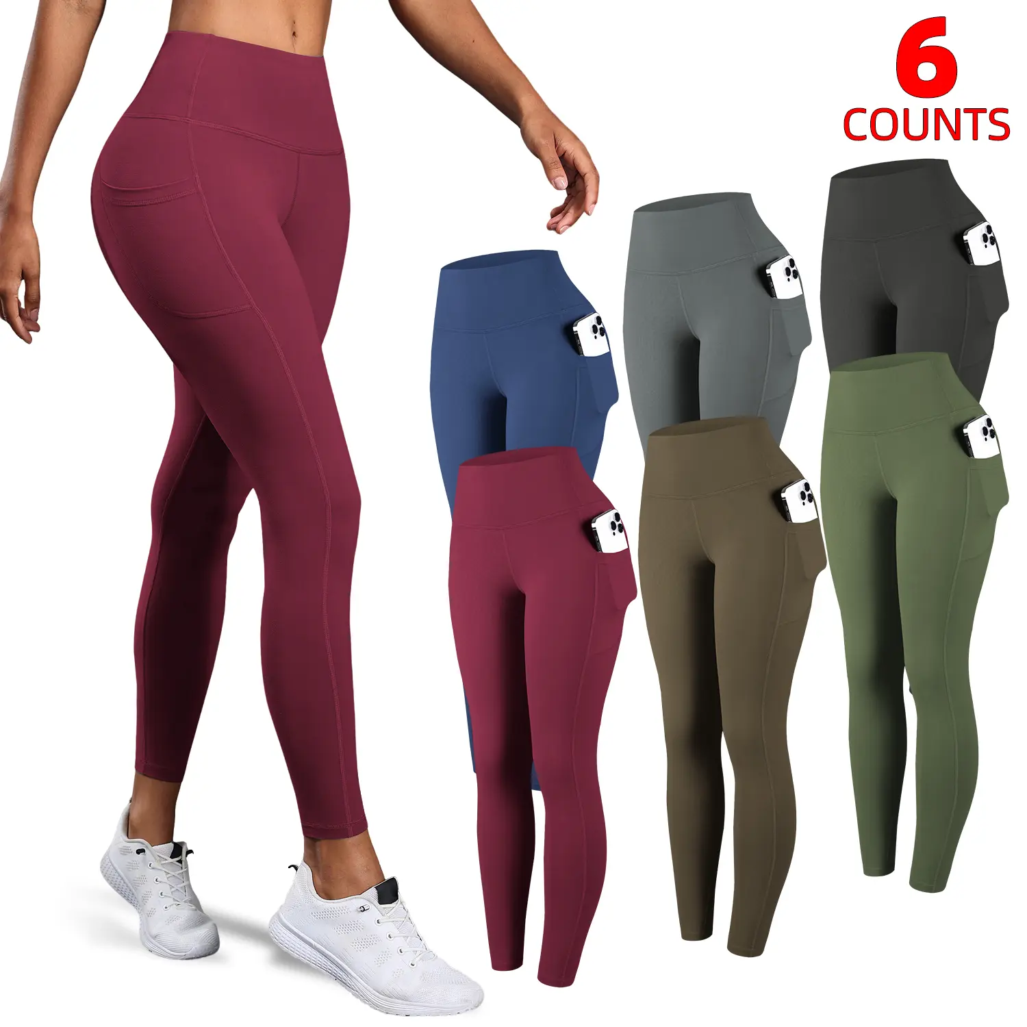 Leggings with Pockets for Women,6 Packs High Waisted Workout Tummy Control Yoga Pants Leggings with Pockets for Women,6 Packs High Waisted Workout Tummy Control Yoga Pants