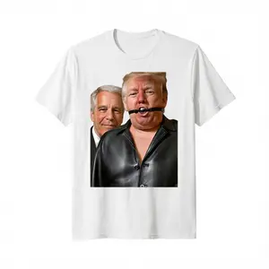 Black Trump Epstein Graphic Cotton T-Shirt Streetwear Casual Statement Print Unisex Trend Viral TikTok Styletrump and epstein tee