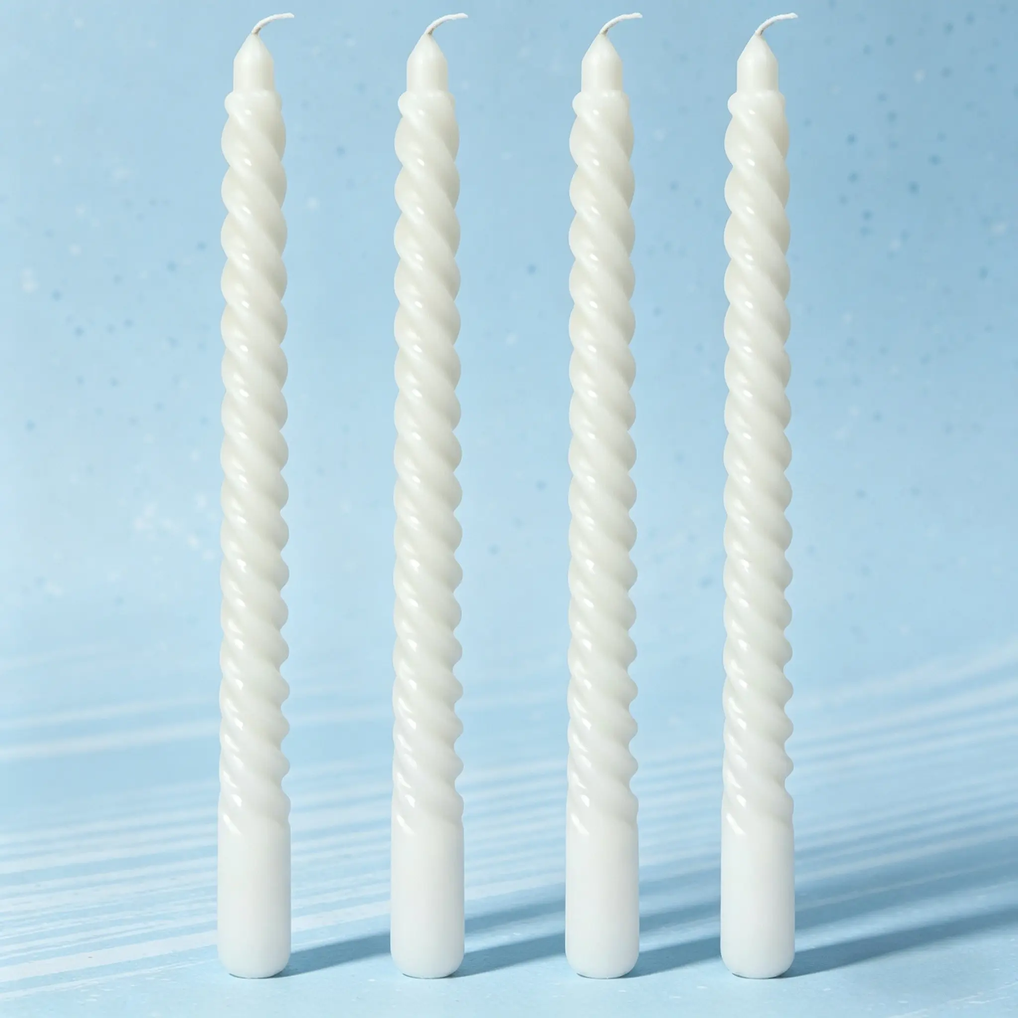 10-Inch Spiral Taper Candle Set - 4Pcs Metallic Dripless Smokeless Long Decorative Candles in White/Red/Gold/Black, Elegant Dinner Candles for Weddings, Parties & Home Decor, Decorations Supplies