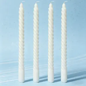10-Inch Spiral Taper Candle Set - 4Pcs Metallic Dripless Smokeless Long Decorative Candles in White/Red/Gold/Black, Elegant Dinner Candles for Weddings, Parties & Home Decor, Decorations Supplies