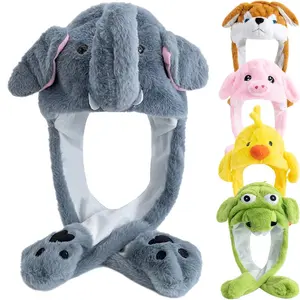 New Style Unisex Funny Ear Hat Animal Elephant Couple Cute Ear Moving Up Cap Men Women Rabbits Ears Plush Winter Lovely Hat ﻿