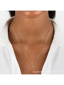 12 Constellation Full Diamond Symbol Necklace - Gold Luxury Lockbone Chain - Unique Design Layered Choker Necklace - Gift for Your Girlfriend