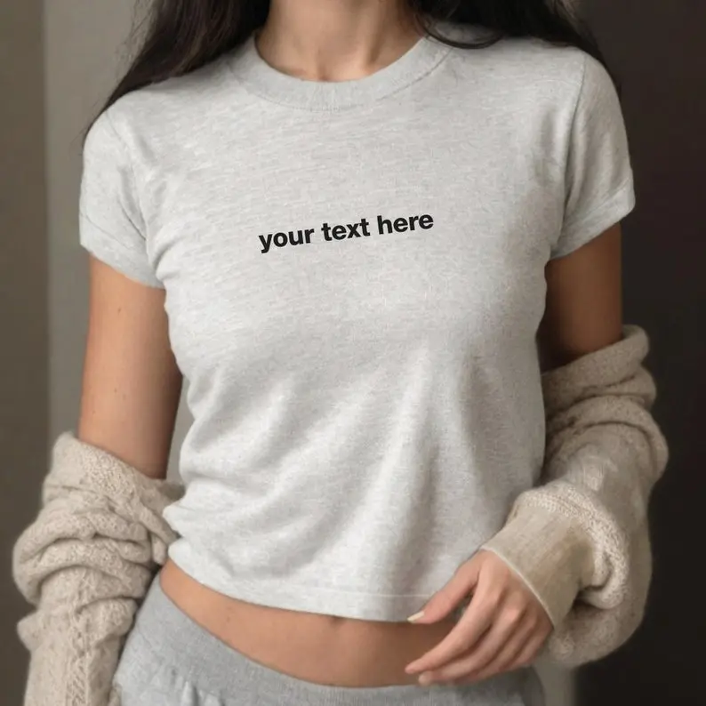 Custom Text Crop top, Small Text Crop Top, Personalized Writing Shirt, Y2K Crop Top, 90s T-Shirt, Trendy Y2K Fashion, Aesthetic Vintage Tee