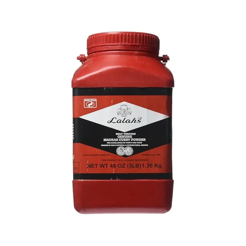 Lalah's Madras Curry Powder 3lb Authentic Indian Spices Heat Treated Cooking Ingredient 48 Oz 1.36 Kg