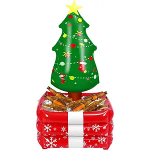 Party Decoration Inflatable Christmas Cooler Blow up Pool Birthday Party Favor Supplies Inflatable Serving Bar Food Container Cool Beverage Coolers Gifts (Christmas Tree) Set