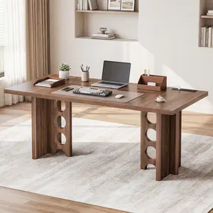 Sikaic 63 Inch Executive Desk Large Computer Office Desks with Power Outlet Modern Laptop Desk Writing Table Workstation Business Furniture summergarden
