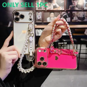 1pc Heart Design Phone Case with Wrist Strap & Detachable Camellia Lanyard, suitable for the iPhone 7/8 / x / 11/12/13 Pro / 14/15/16/17 / Max/Pro Plus, soft TPU protective shell, is the birthday, Christmas, and friends of the fashion gifts good choice.